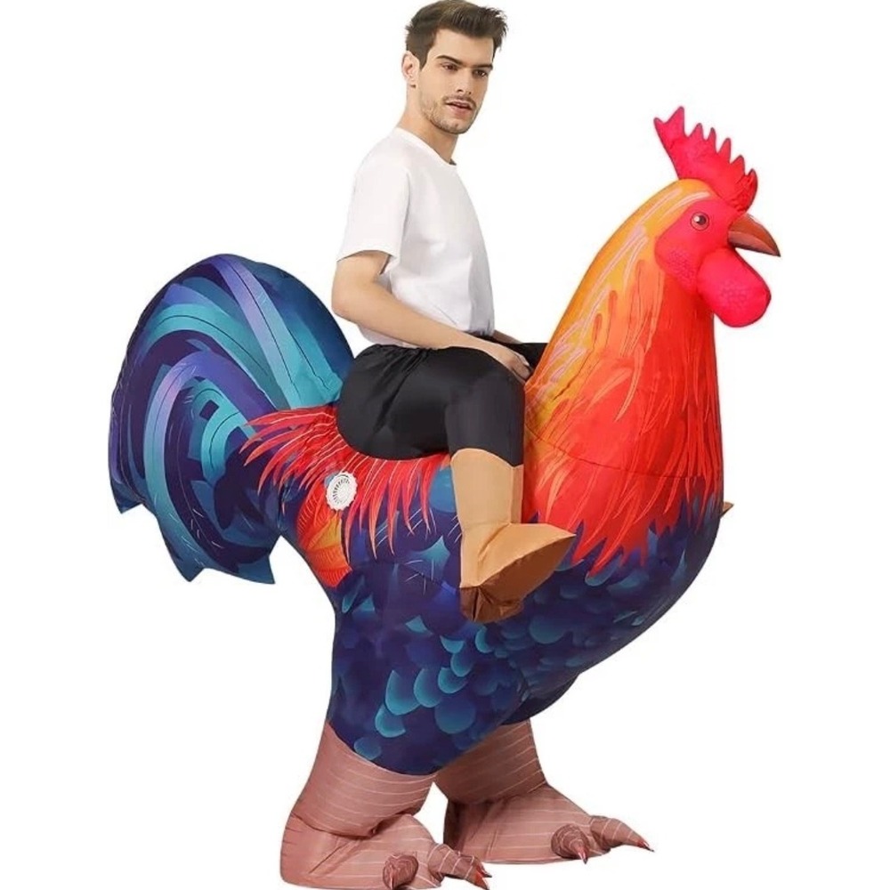 Comin Inc Inflatable Rooster Costume Adult Ride On Chicken 72" Halloween Party